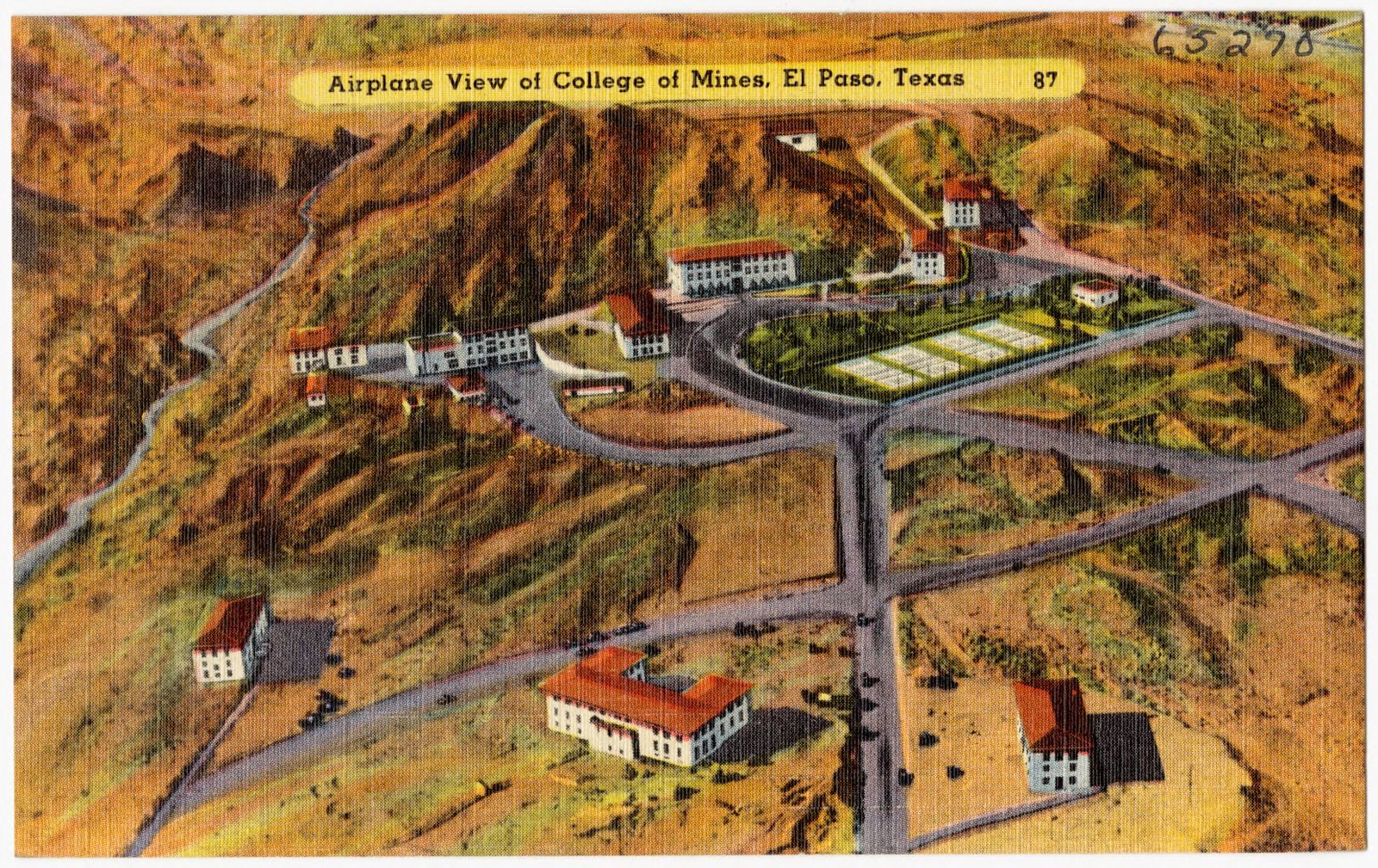 Airplane view of College of Mines, El Paso, Texas, Boston Public Library - undated