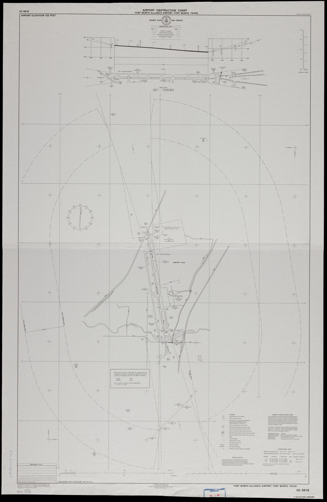 Airport obstruction chart, OC 6918, Fort Worth Alliance Airport, Fort Worth, Texas, Boston Public Library - undated