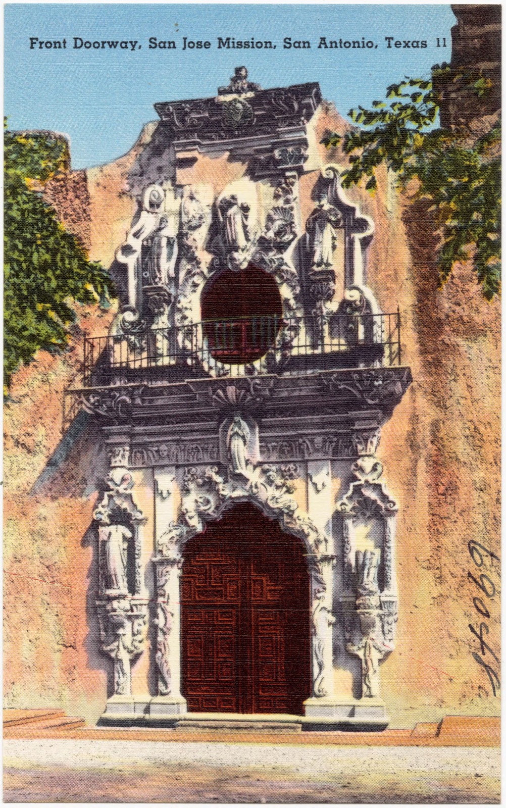 Front doorway, San Jose Mission, San Antonio, Texas, Boston Public Library - undated