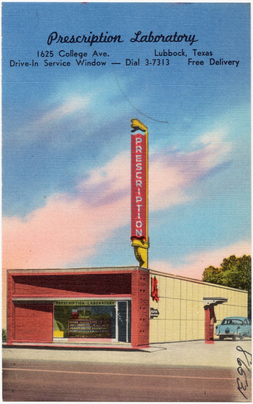 Prescription Laboratory, 1625 College Ave., Lubbock, Texas, Boston Public Library - undated