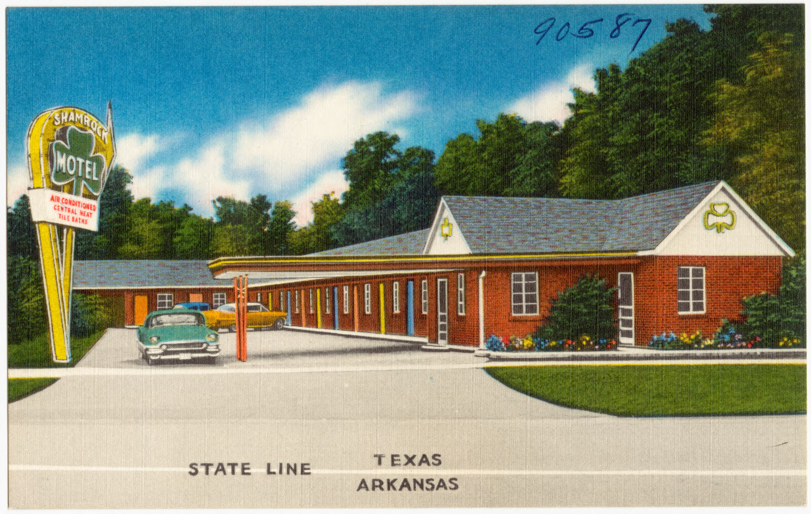 Shamrock Motel, state line Texas, Arkansas, Boston Public Library - undated