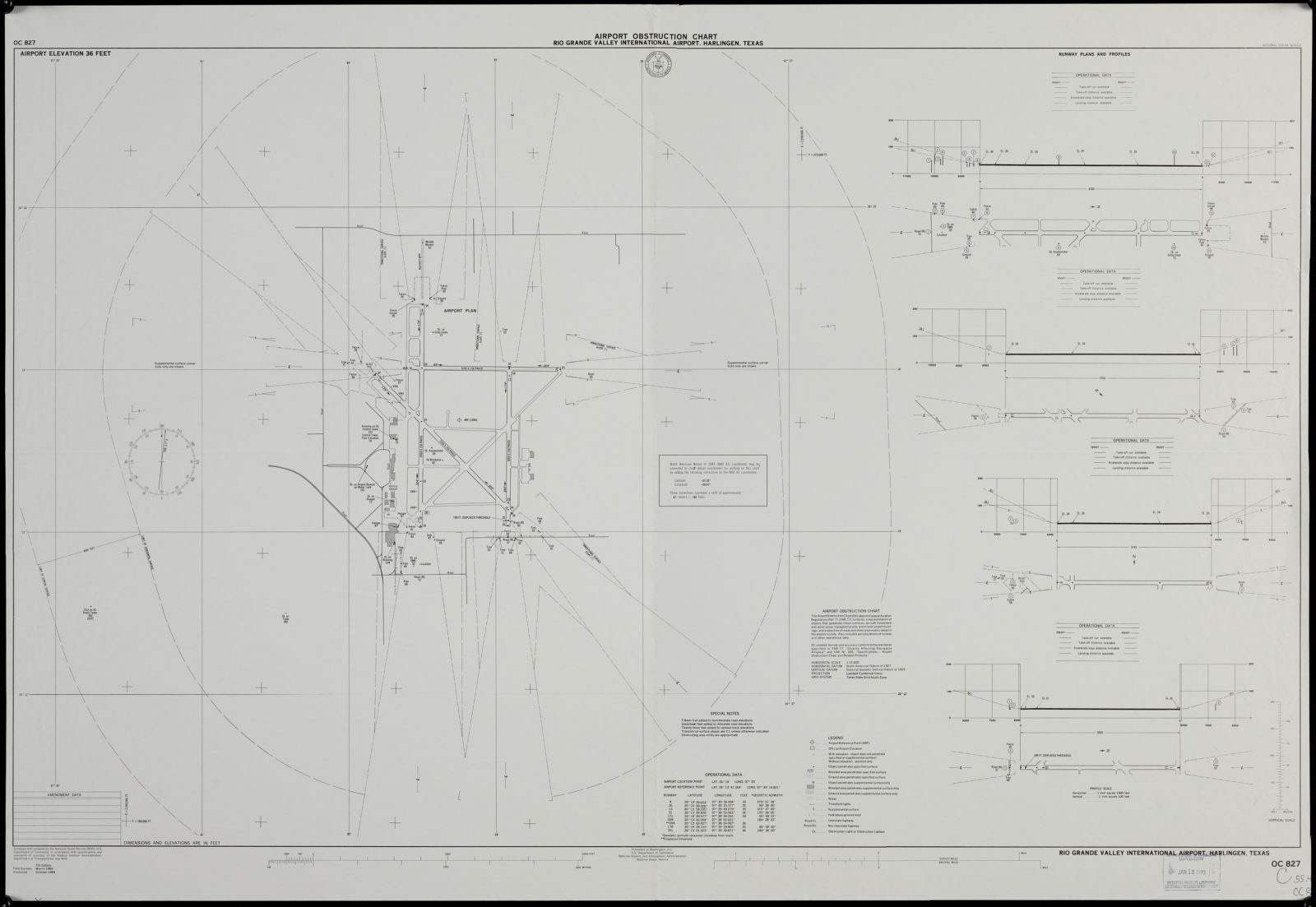Airport obstruction chart, OC 827, Rio Grande Valley International Airport, Harlingen, Texas, Boston Public Library - undated