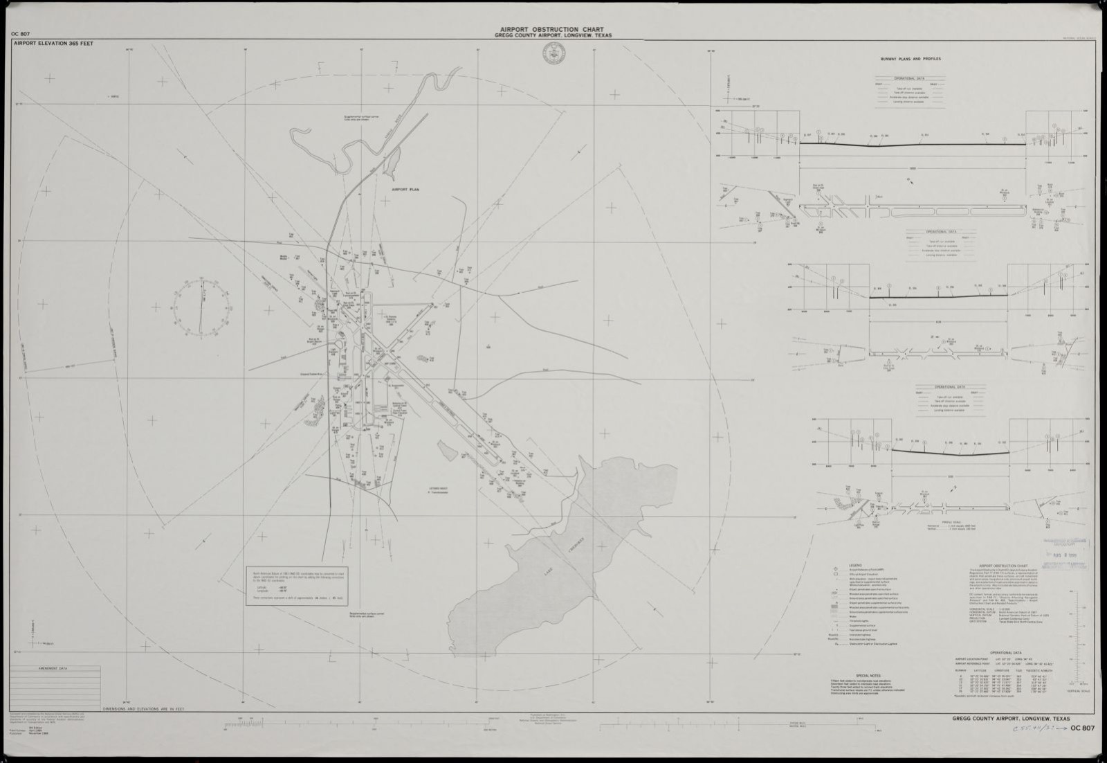 Airport obstruction chart, OC 807, Gregg County Airport, Longview, Texas, Boston Public Library - undated