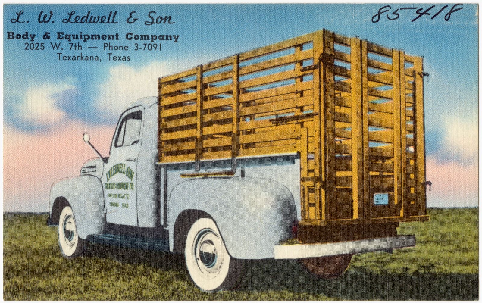 L. W. Ledwell & Son Body & Equipment Company, 2025 W. 7th, Texarkana, Texas, Boston Public Library - undated