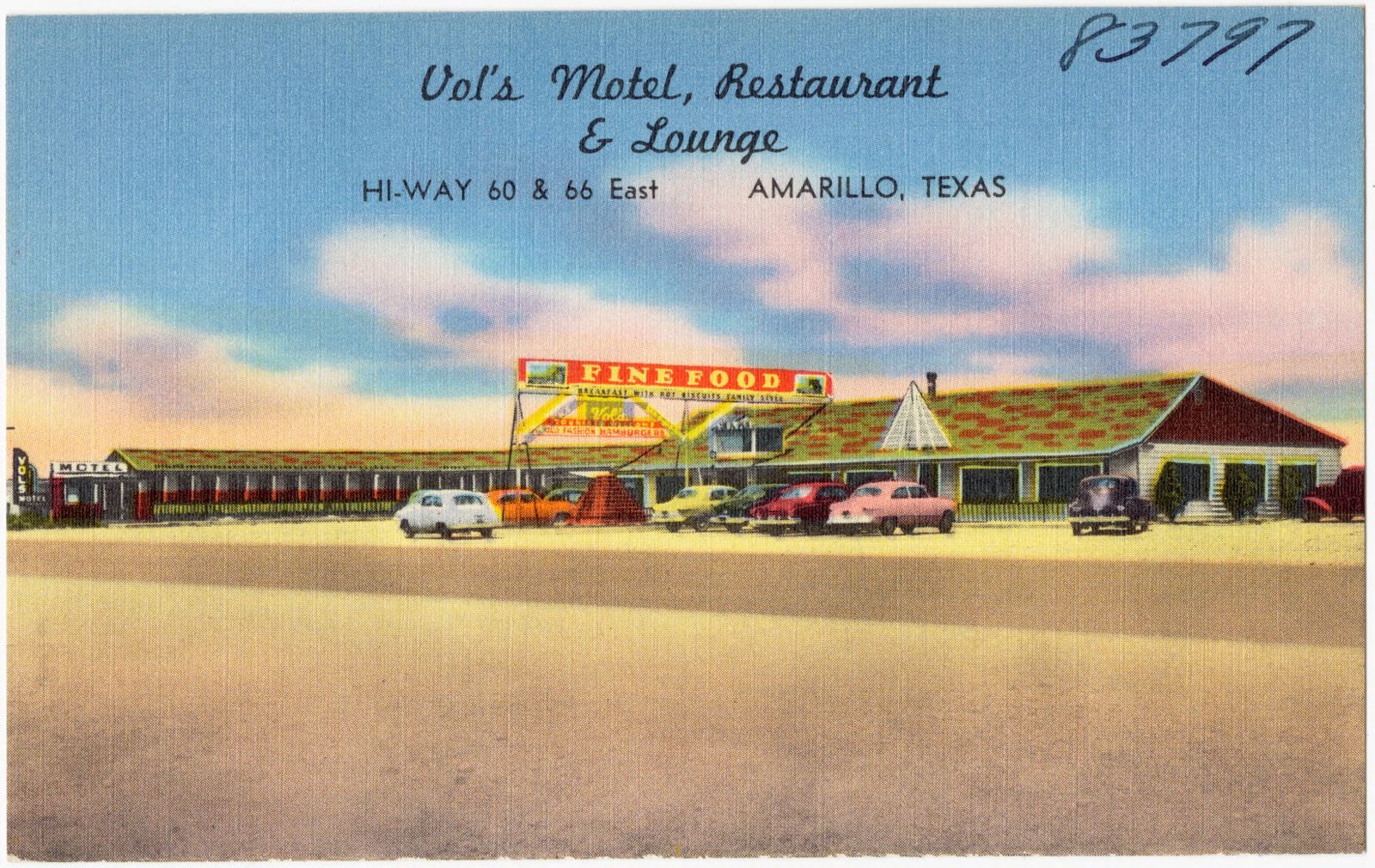Vol's Motel, Restaurant & Lounge, Hi-Way 60 & 66 east, Amarillo, Texas, Boston Public Library - undated