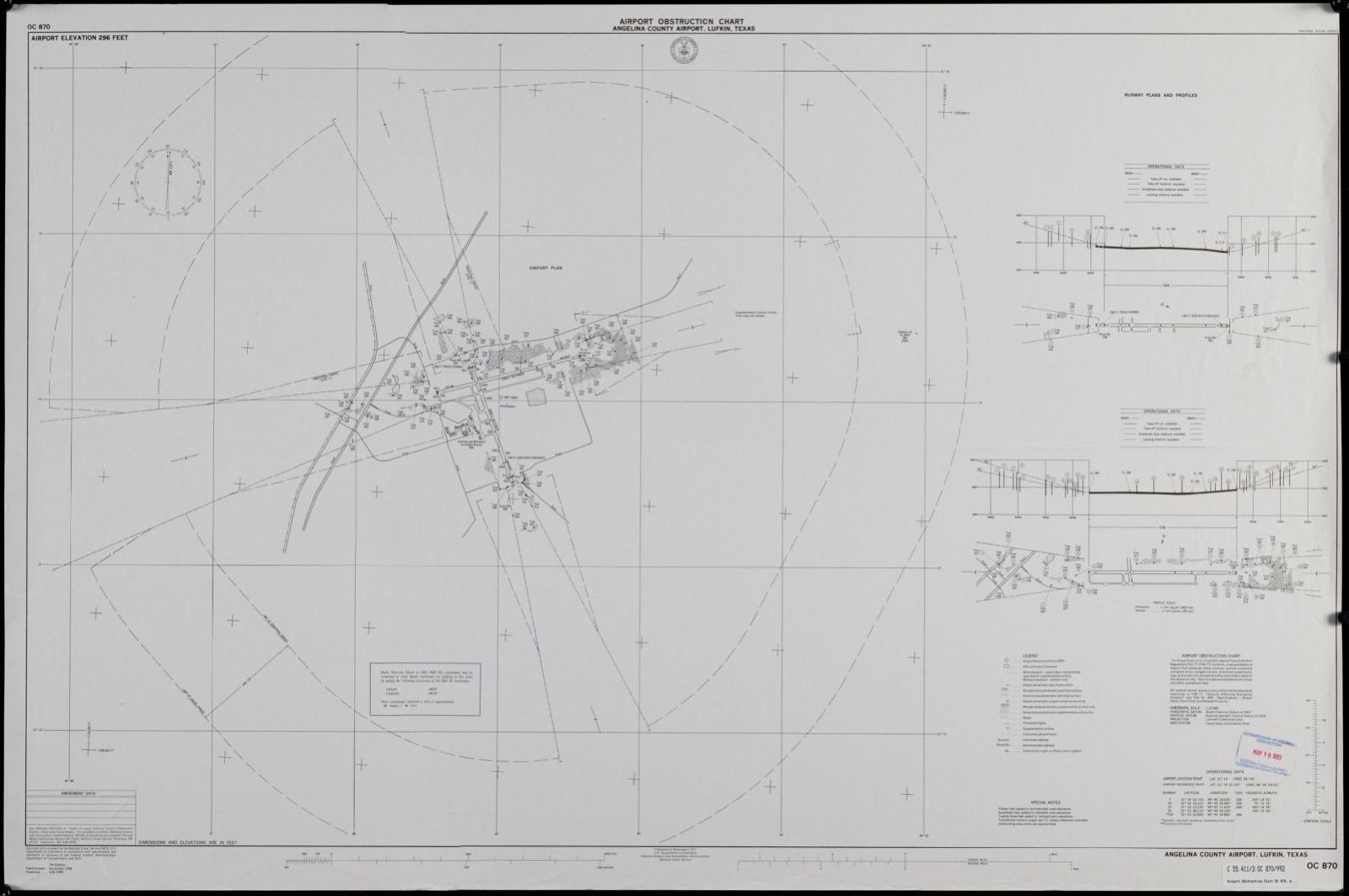 Airport obstruction chart, OC 870, Angelina County Airport, Lufkin, Texas, Boston Public Library - undated