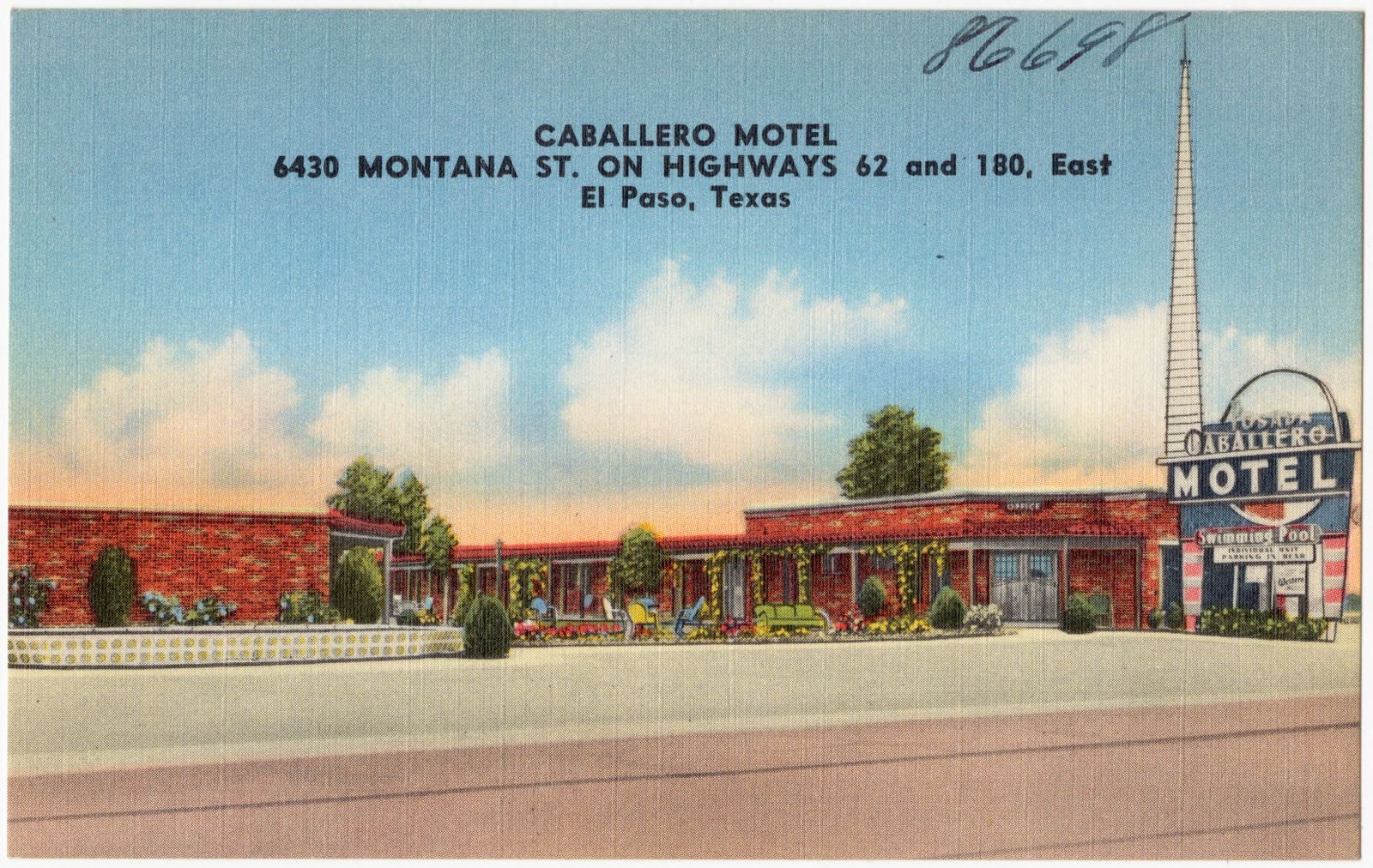 Caballero Motel, 6430 Montana St. on highways 62 and 180, east, El Paso, Texas, Boston Public Library - undated