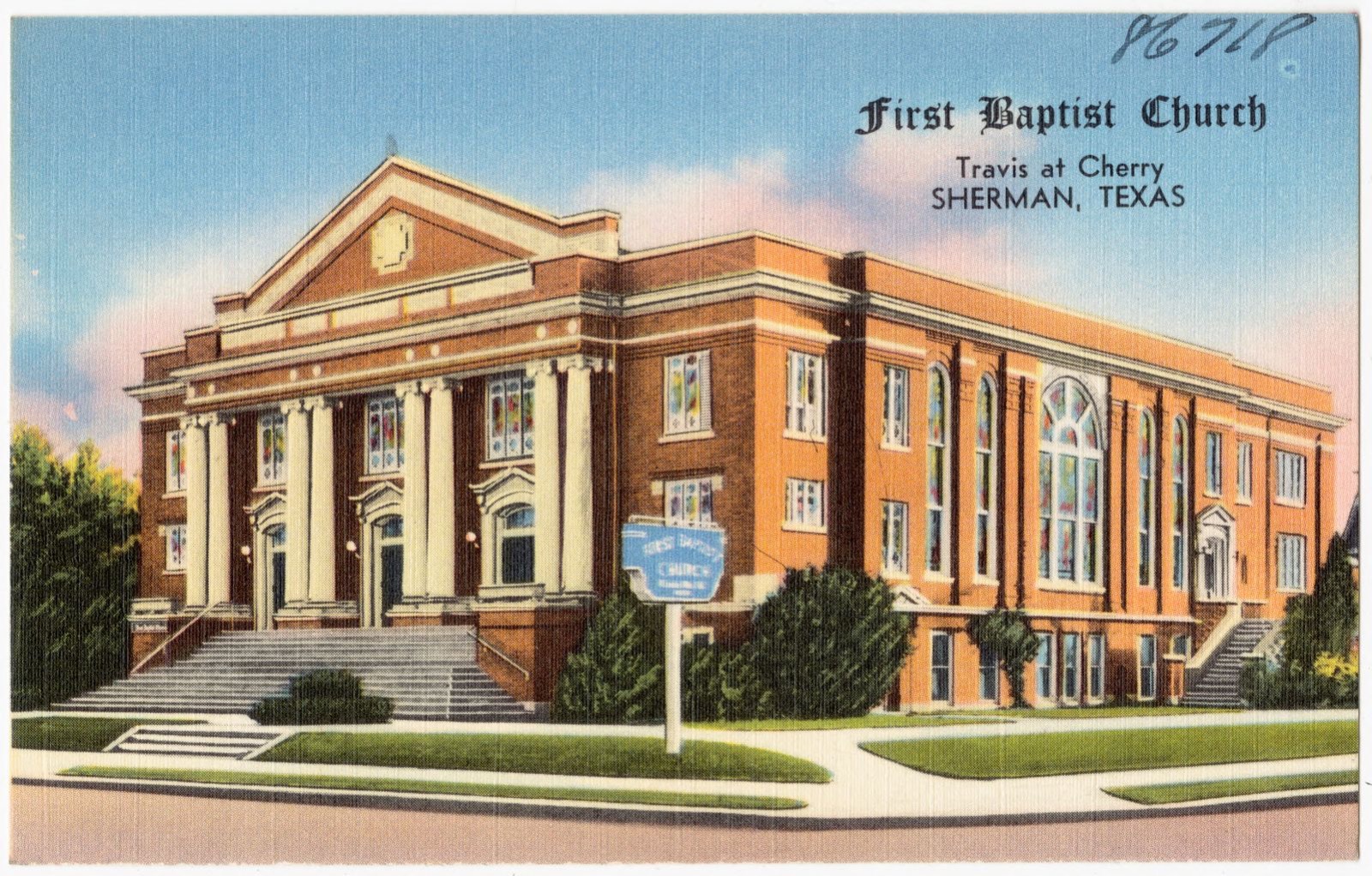 First Baptist Church, Travis at Cherry, Sherman, Texas, Boston Public Library - undated