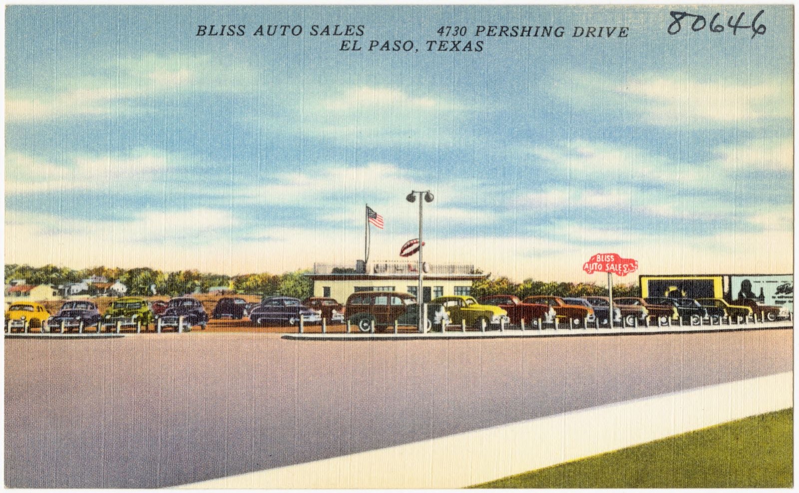 Bliss Auto Sales, 4730 Pershing Drive, El Paso, Texas, Boston Public Library - undated