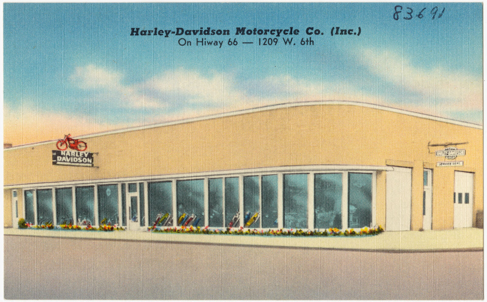 Harley-Davidson Motorcycle Co. (Inc.), on Hiway 66 -- 1209 W. 6th, Boston Public Library - undated