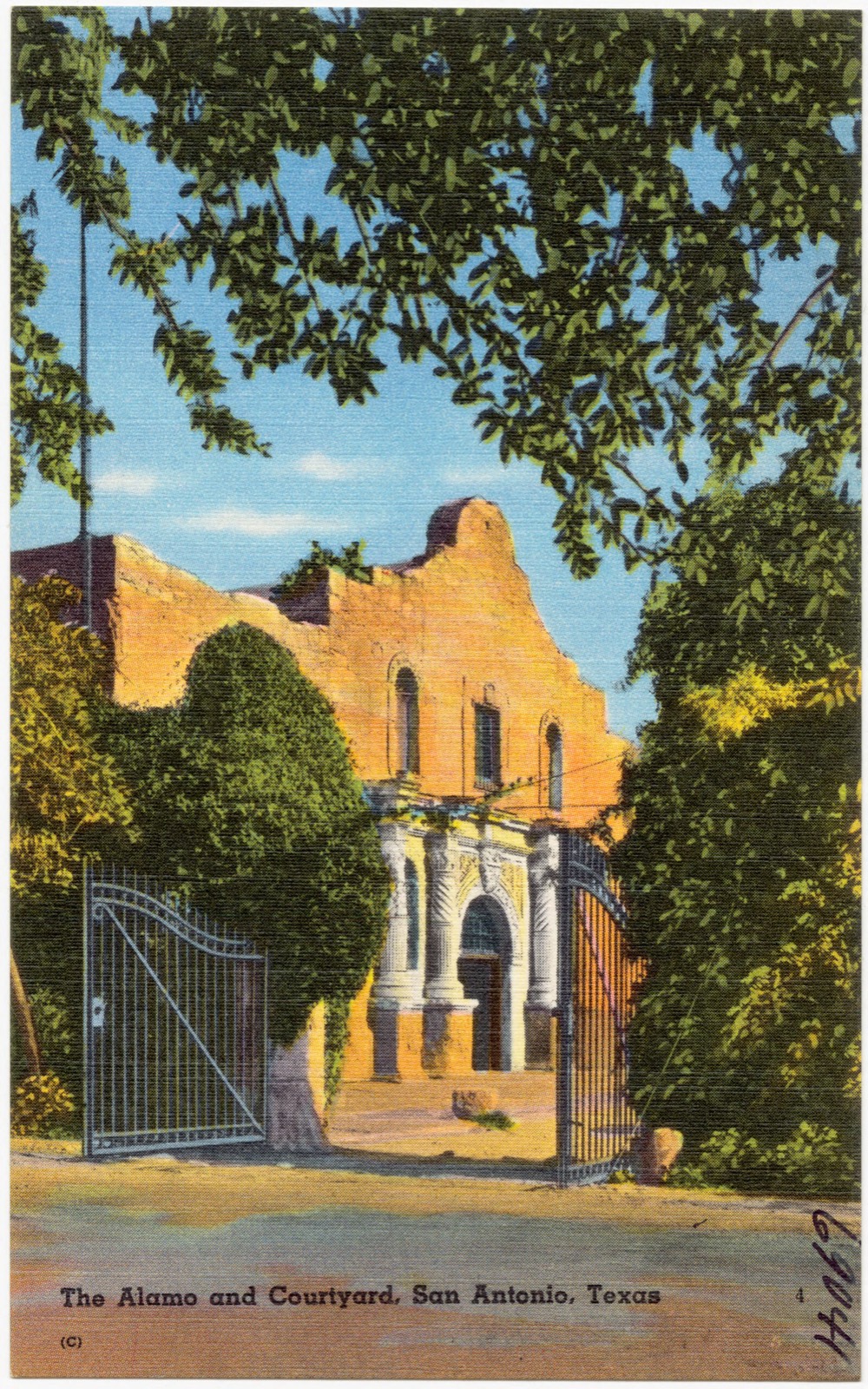 The Alamo and courtyard, San Antonio, Texas, Boston Public Library - undated
