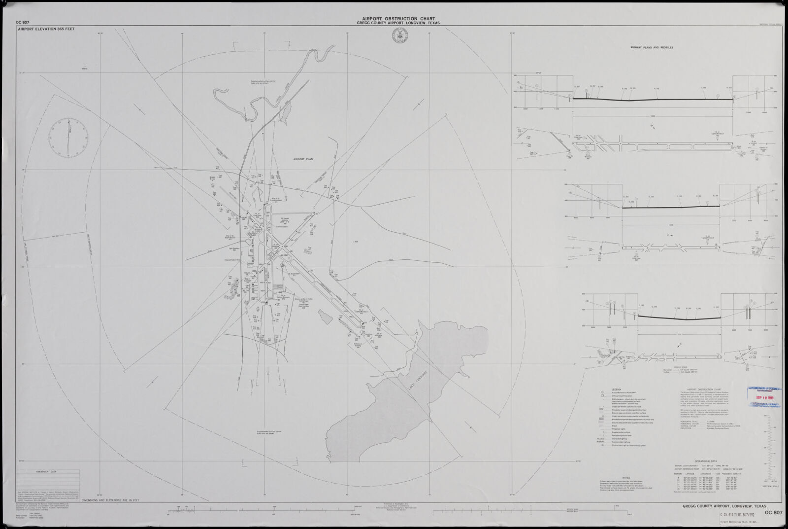 Airport obstruction chart, OC 807, Gregg County Airport, Longview, Texas, Boston Public Library - undated