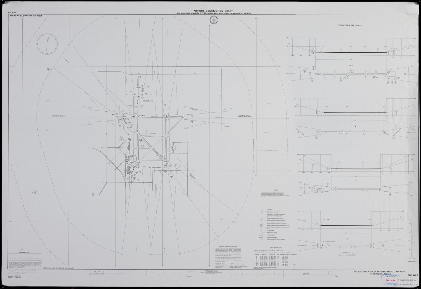 Airport obstruction chart, OC 827, Rio Grande Valley International Airport, Harlingen, Texas, Boston Public Library - undated