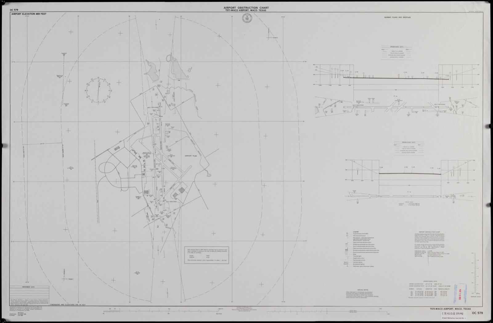 Airport obstruction chart, OC 579, TSTI-Waco Airport, Waco, Texas, Boston Public Library - undated