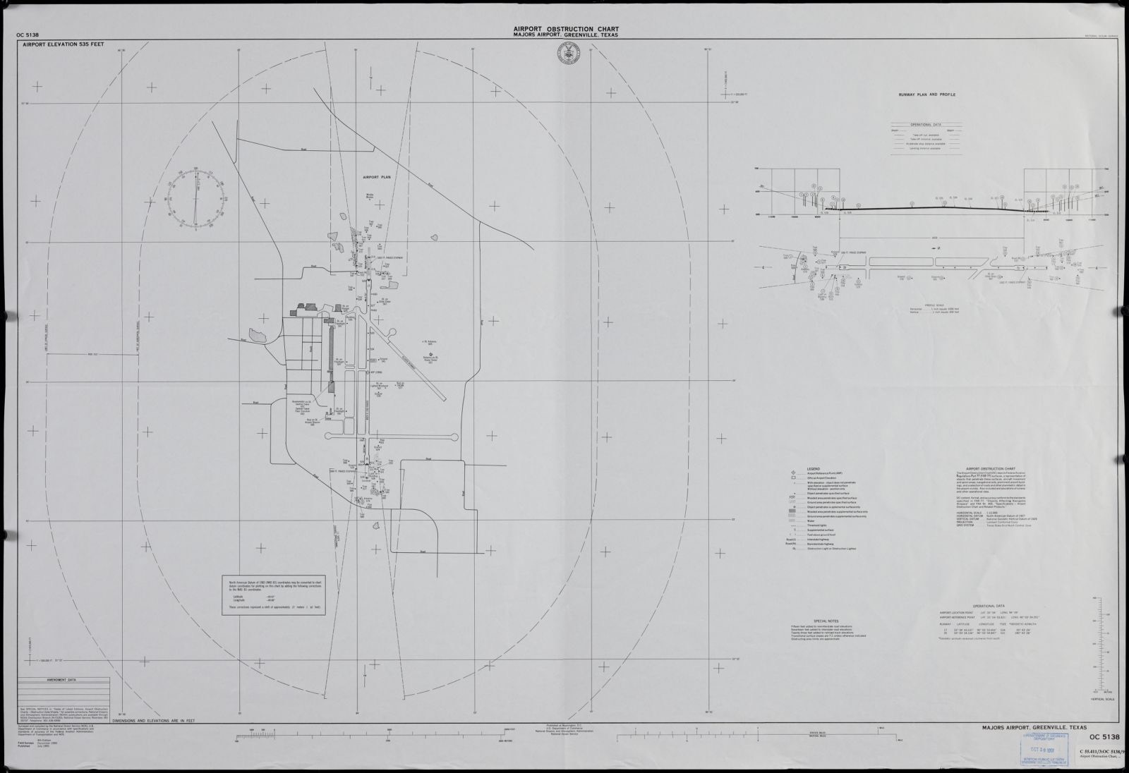 Airport obstruction chart, OC 5138, Majors Airport, Greenville, Texas, Boston Public Library - undated