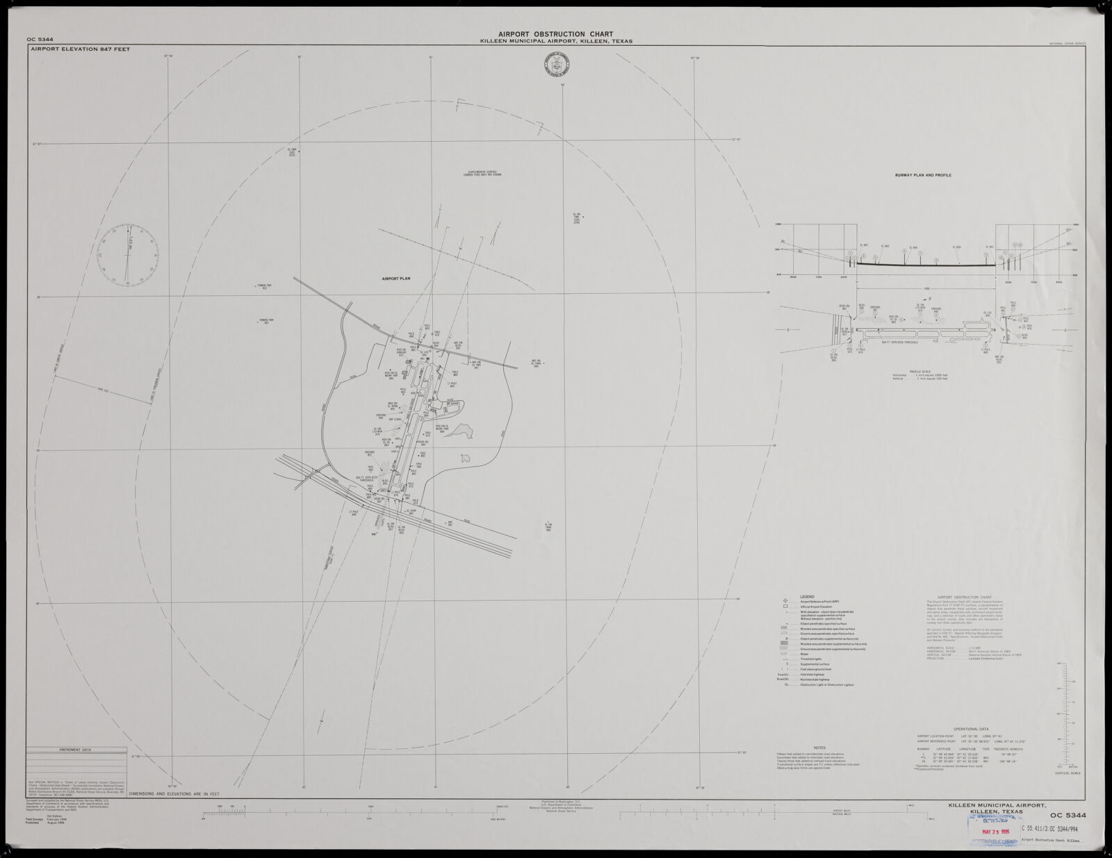 Airport obstruction chart, OC 5344, Killeen Municipal Airport, Killeen, Texas, Boston Public Library - undated