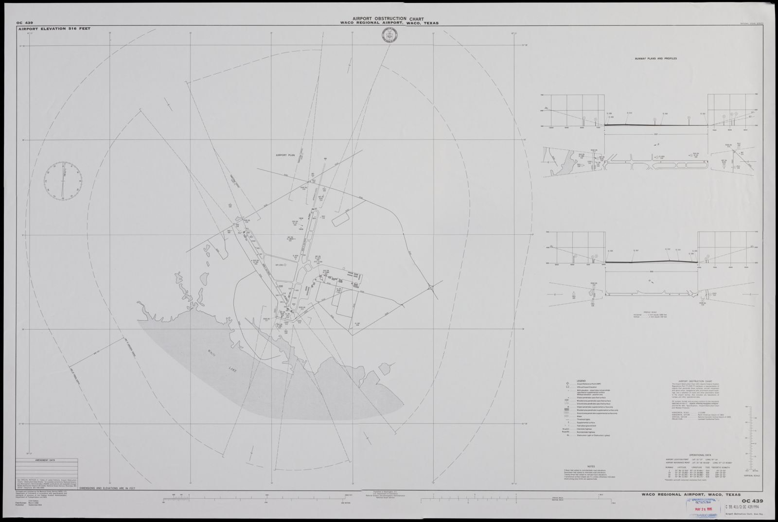 Airport obstruction chart, OC 439, Waco Regional Airport, Waco, Texas, Boston Public Library - undated