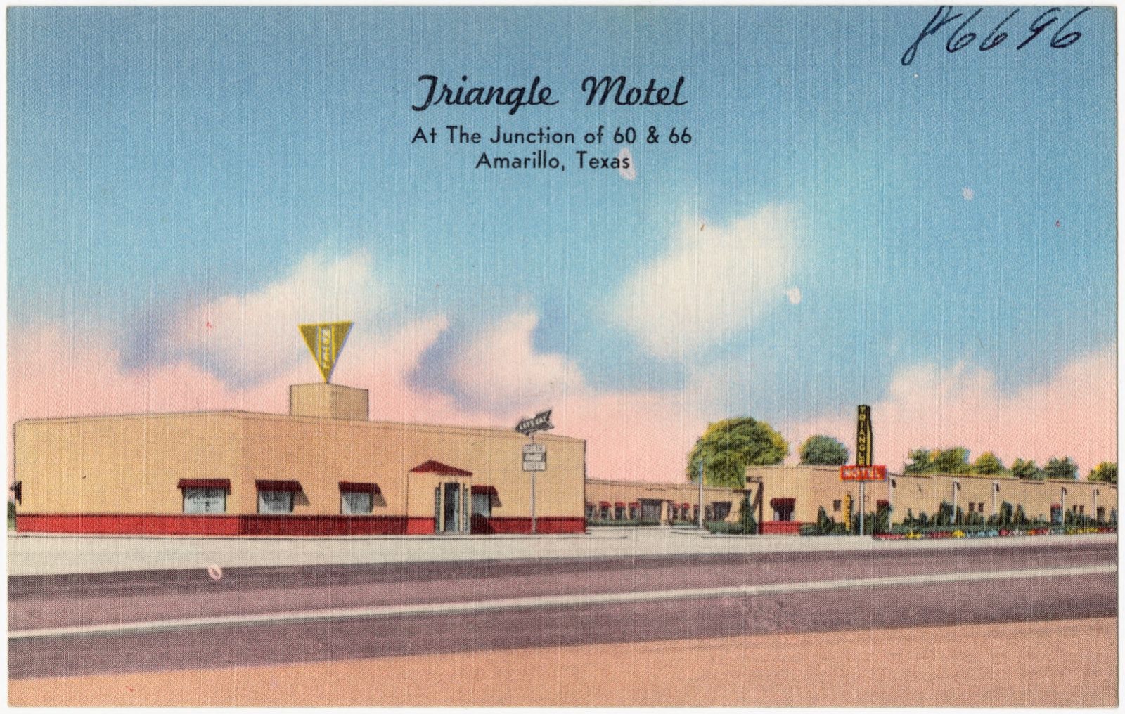 Triangle Motel, at the Junction of 60 & 66, Amarillo, Texas, Boston Public Library - undated