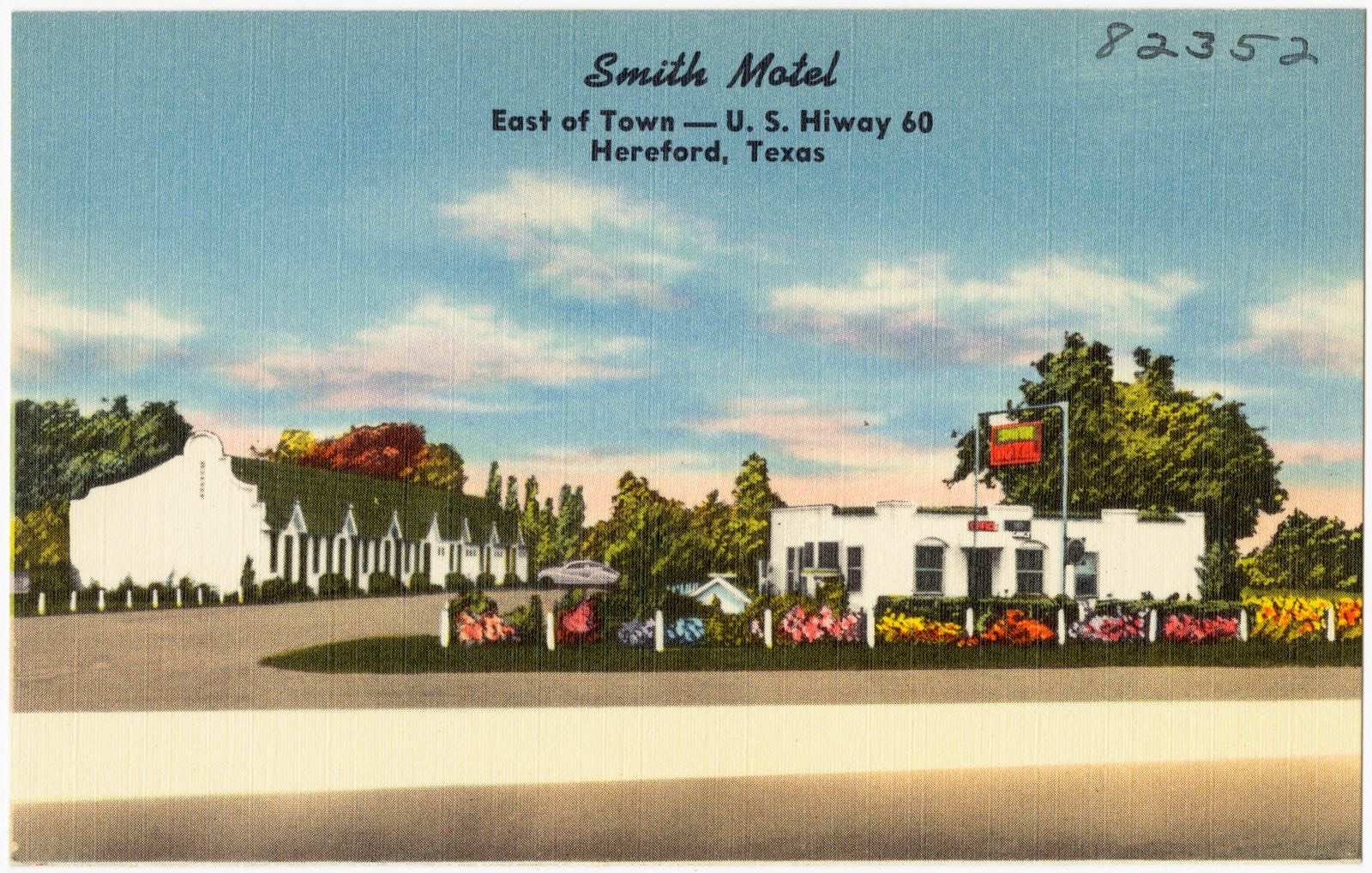 Smith Motel, east of town -- U.S. Hiway 60, Hereford, Texas, Boston Public Library - undated