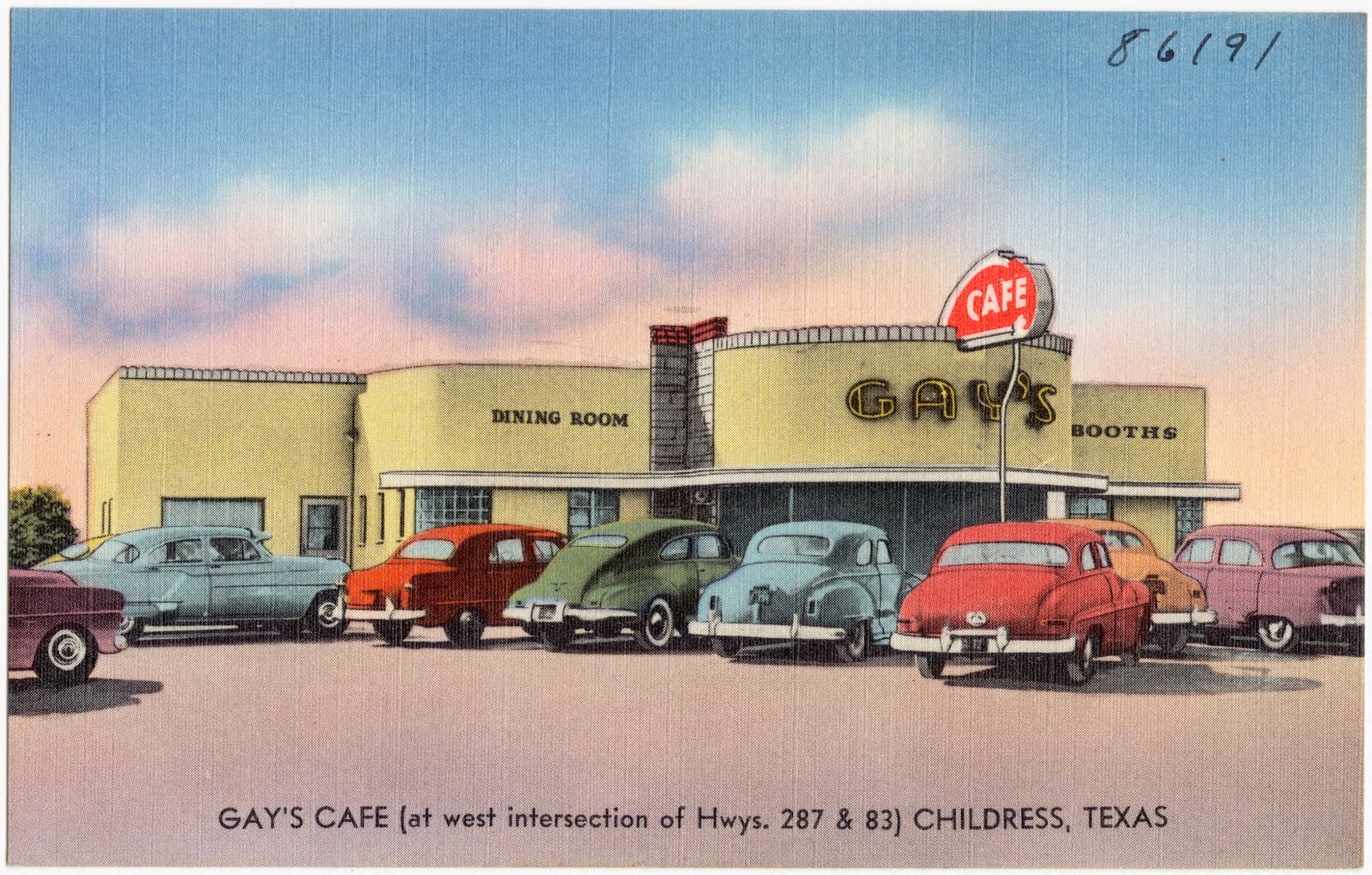 Gay's Café (at west intersection of hwys. 287 & 83), Childress, Texas, Boston Public Library - undated
