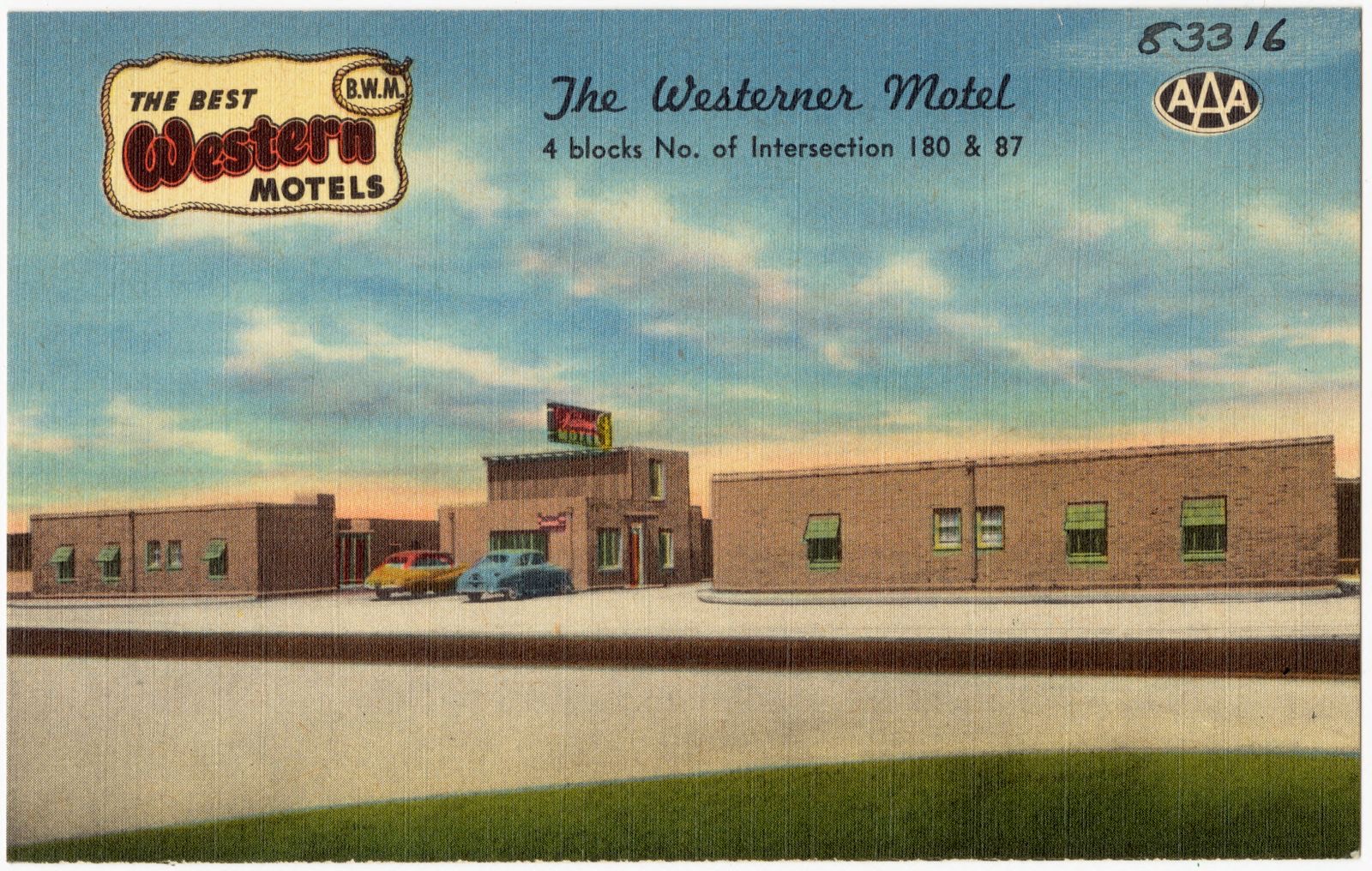 The Westerner Motel, 4 blocks No. of Intersection 180 & 87, Boston Public Library - undated