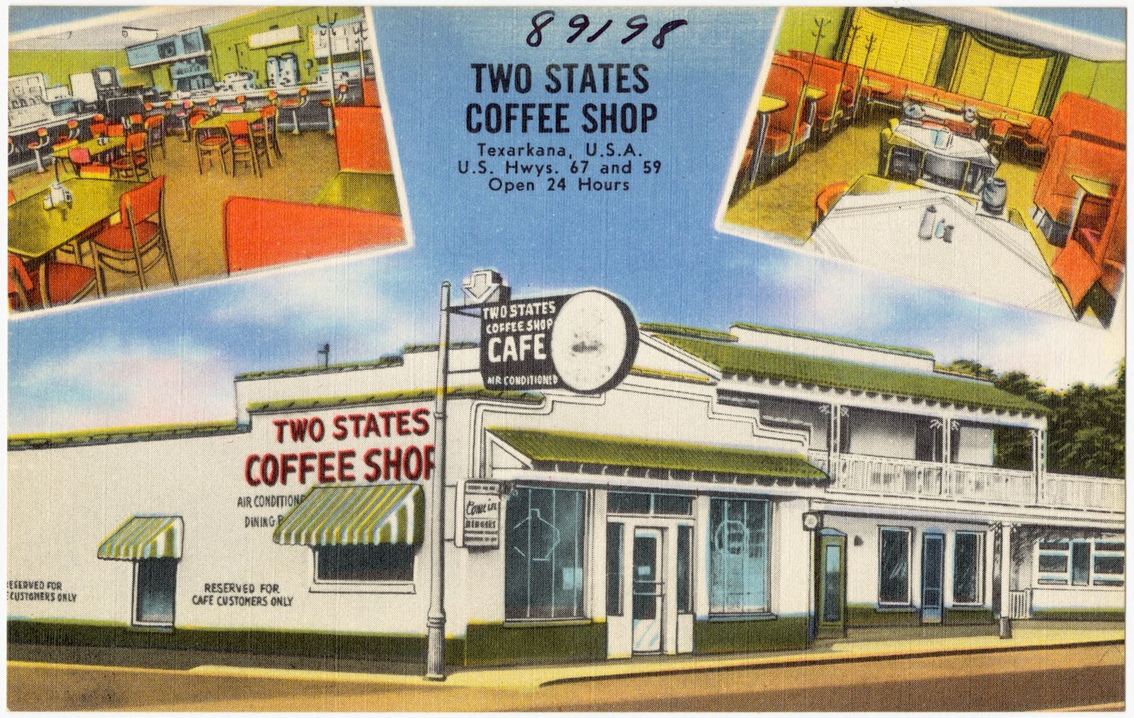 Two States Coffee Shop, Texarkana, U. S. A., hyws. 67 and 59, Boston Public Library - undated
