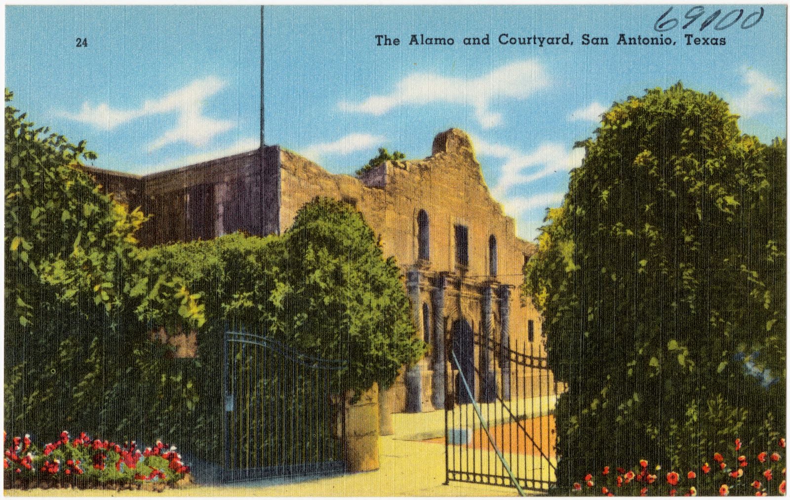 The Alamo and courtyard, San Antonio, Texas, Boston Public Library - undated