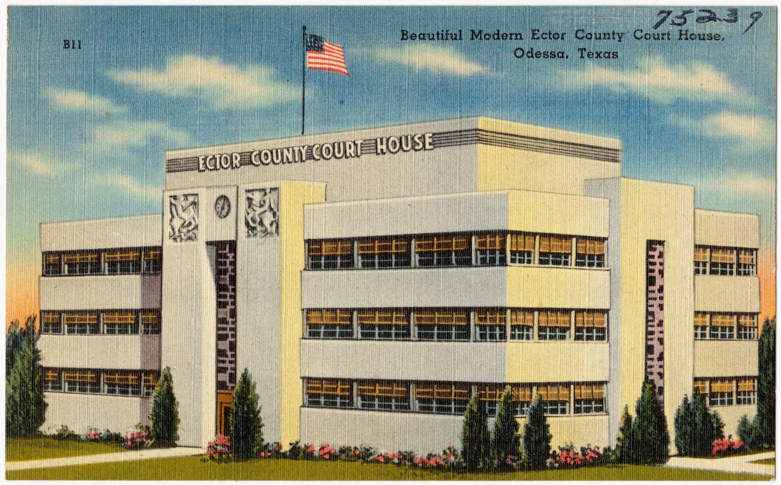 Beautiful modern Ector County Court House, Odessa, Texas, Boston Public Library - undated