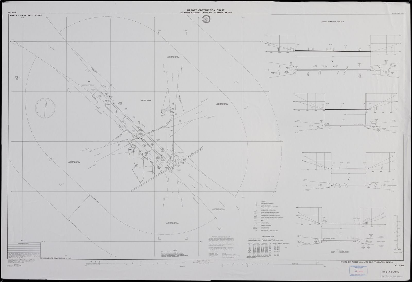 Airport obstruction chart, OC 438, Victoria Regional Airport, Victoria, Texas, Boston Public Library - undated