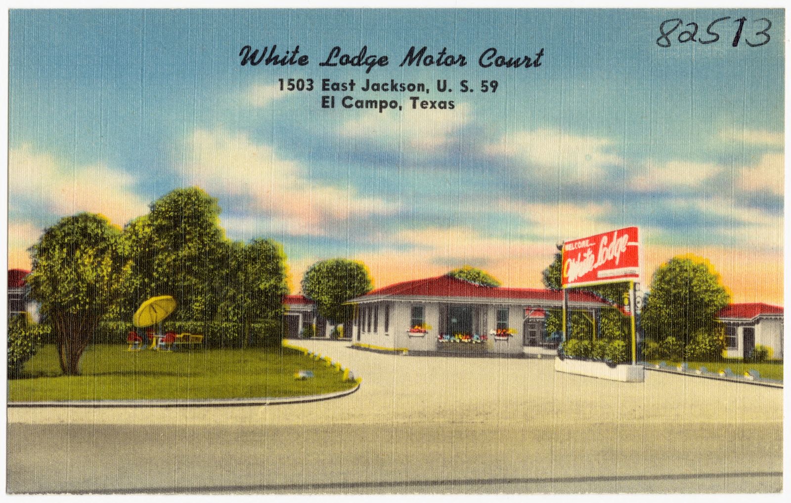 White Lodge Motor Court, 1503 East Jackson, U.S. 59, El Campo, Texas, Boston Public Library - undated