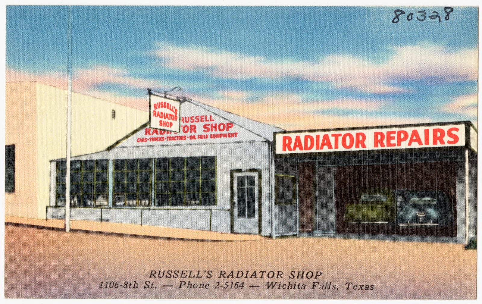 Russell's Radiator Shop, 1106-8th St. -- Phone 2-5164 -- Wichita Falls, Texas, Boston Public Library - undated