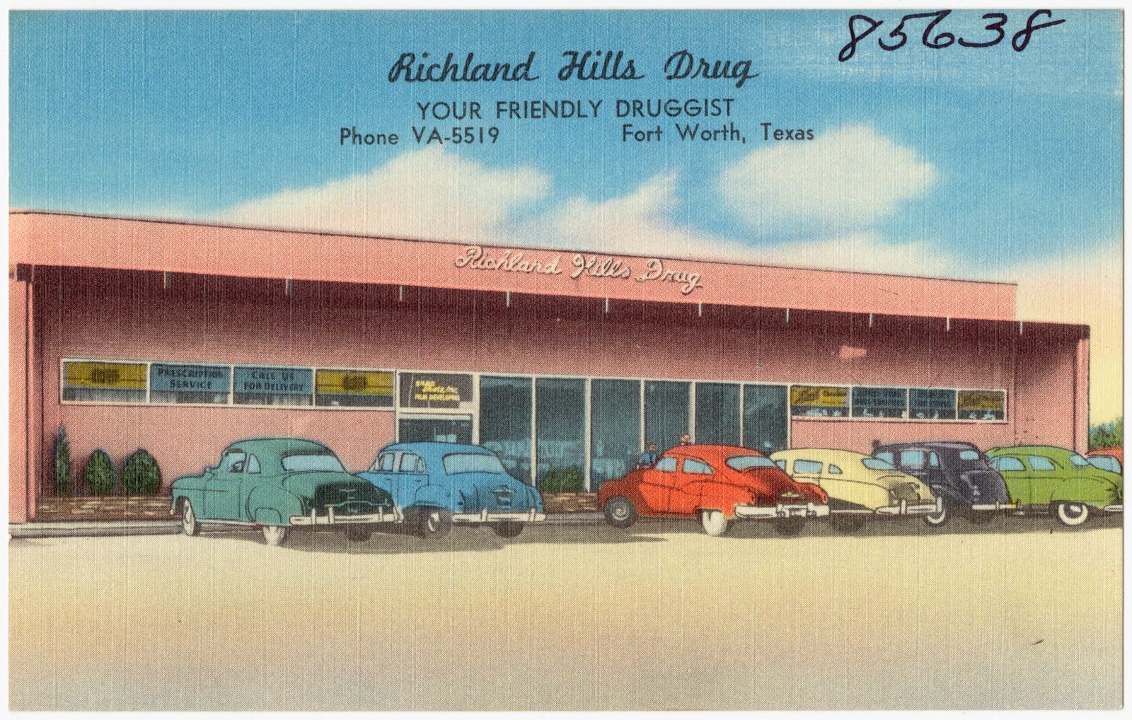 Richard Hills Drug, your friendly druggist, Phone VA-5519, Forth Worth, Texas, Boston Public Library - undated