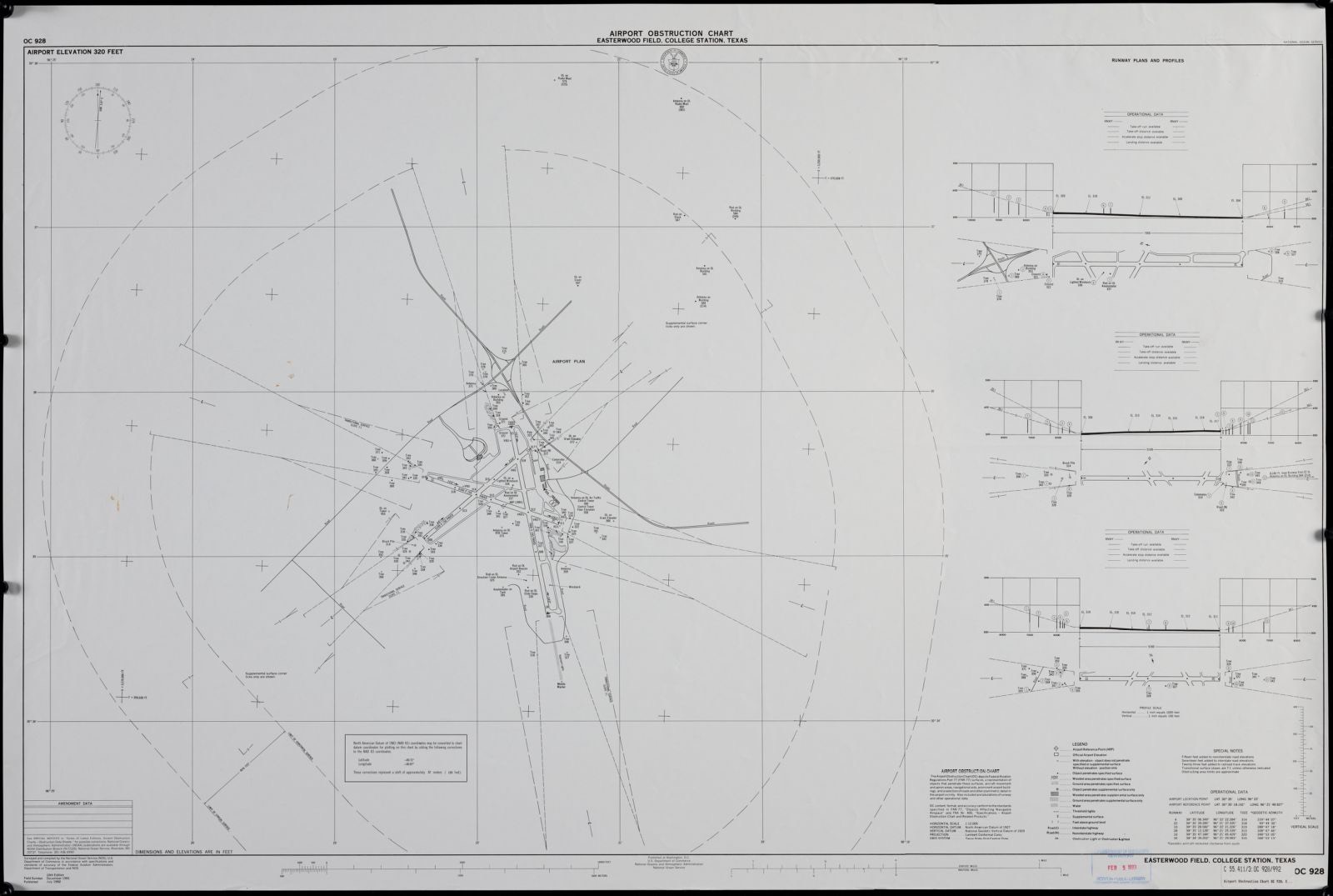Airport obstruction chart, OC 928, Easterwood Field, College Station, Texas, Boston Public Library - undated