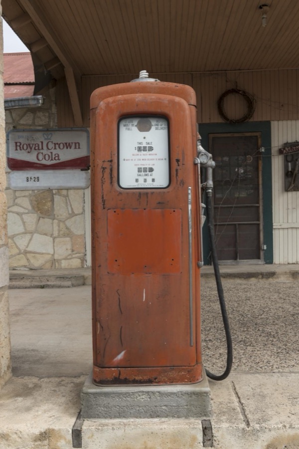 Old gas pump near Pipe Creek in Bandera County, Texas