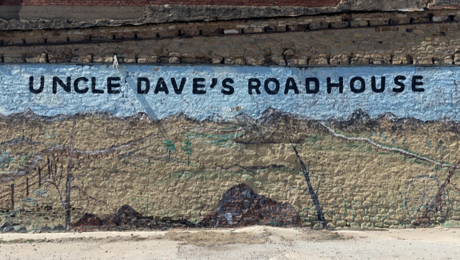 Hand-painted sign for a restaurant in Brownwood, the seat of Brown County in Central Texas