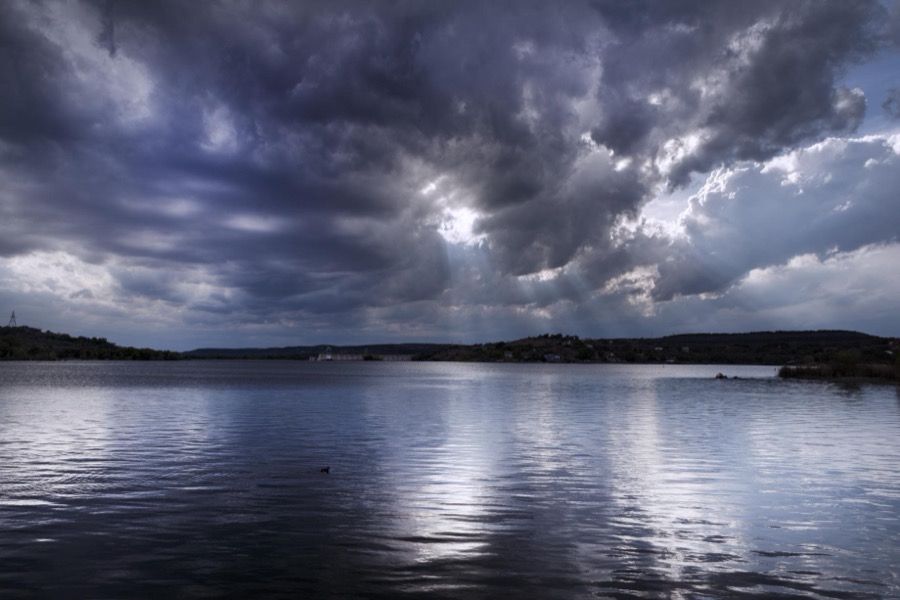 Interesting clouds over Inks Lake, an inlet of the Colorado River in Burnet County, Texas