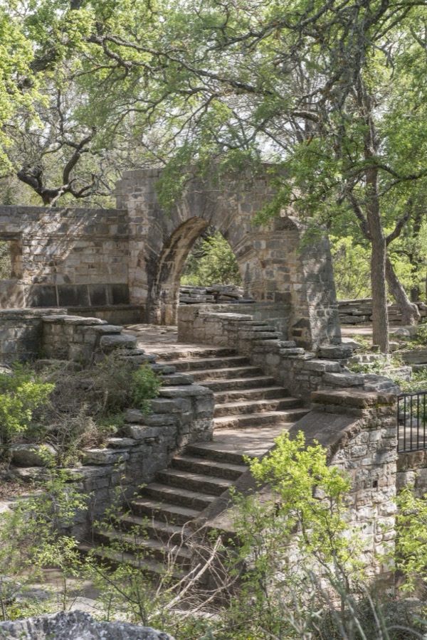 Manmade structures leading to Longhorn Caverns, now a state park in Burnet County in the Texas Hill Country