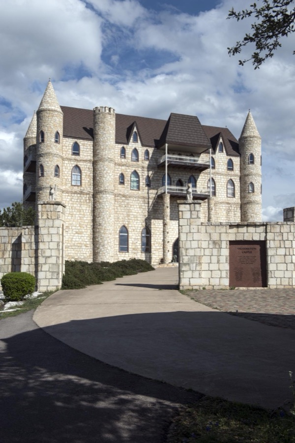 Falkenstein Castle, built from scratch as a residence by Kim and Terry Young in the hills below Burnet in the Texas Hill Country