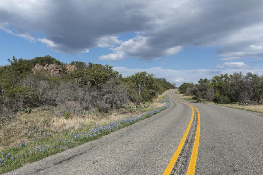 Road through the Texas Hill Country near Burnet