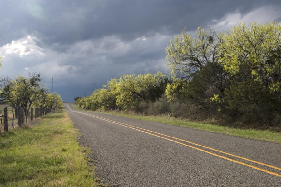 Road through the Texas Hill Country near Burnet