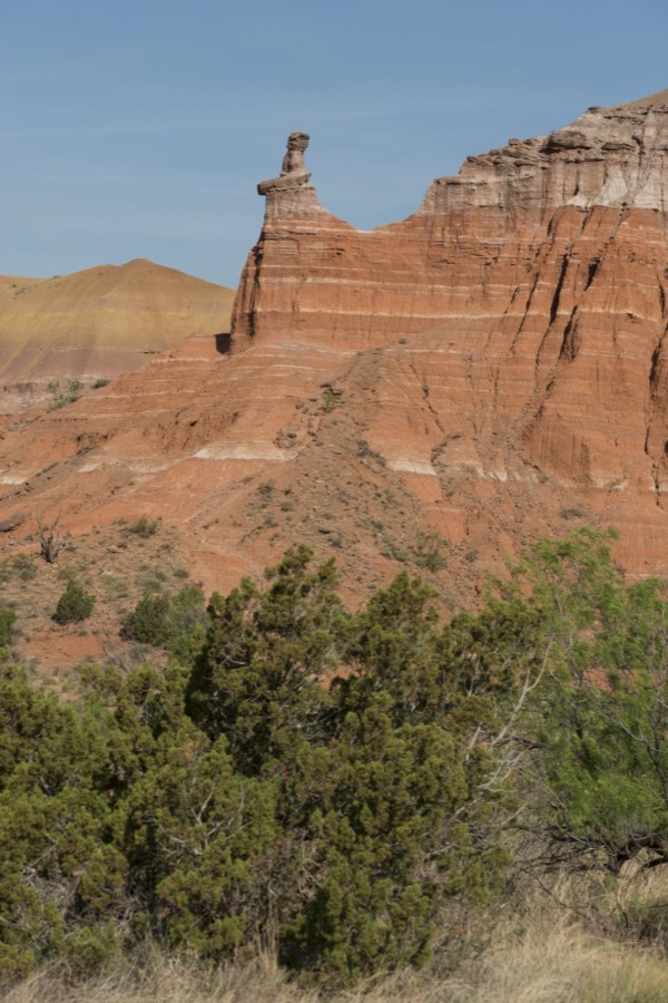 A distinctive "hoodoo" rock formation near Capitol Peak in Palo Duro Canyon State Park in Armstrong County in the Texas panhandle