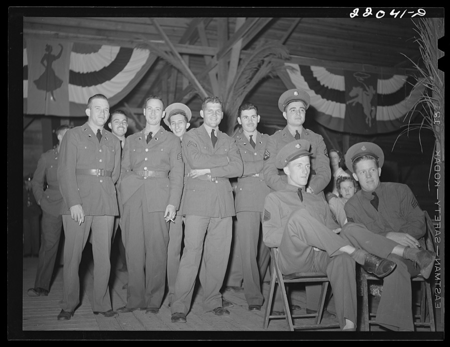 Brownsville, Texas. Charro Days fiesta. Enlisted men at El Rancho Grande