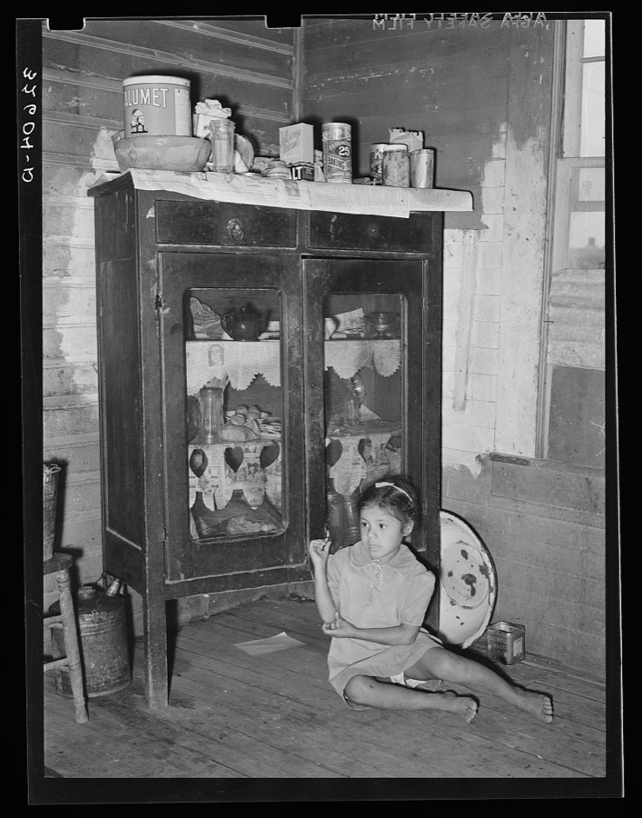 Cupboard in corner of Mexican house. San Antonio, Texas