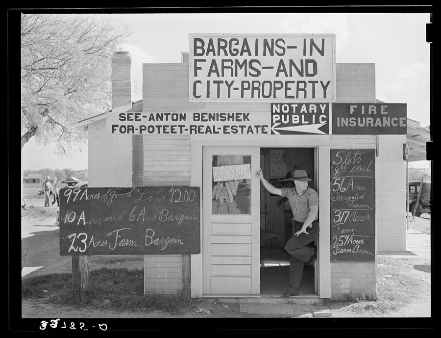 Real estate office. Poteet, Texas