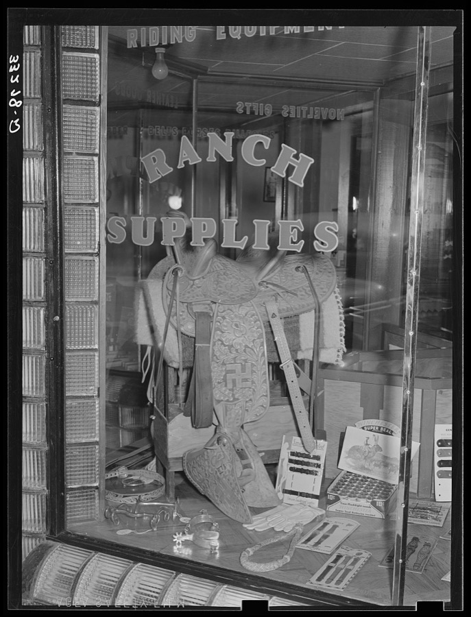 Window display of ranch supply store. Alpine, Texas