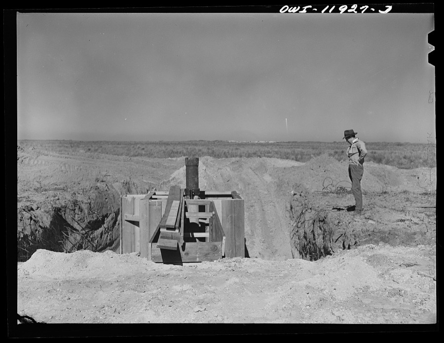 Andrews County, Texas. Derrick will be erected on this site where cellar has been dug for a new well