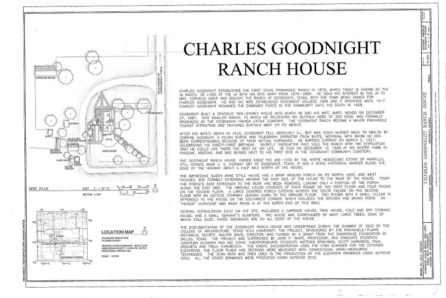 Charles Goodnight Ranch House, Goodnight, Armstrong County, TX
