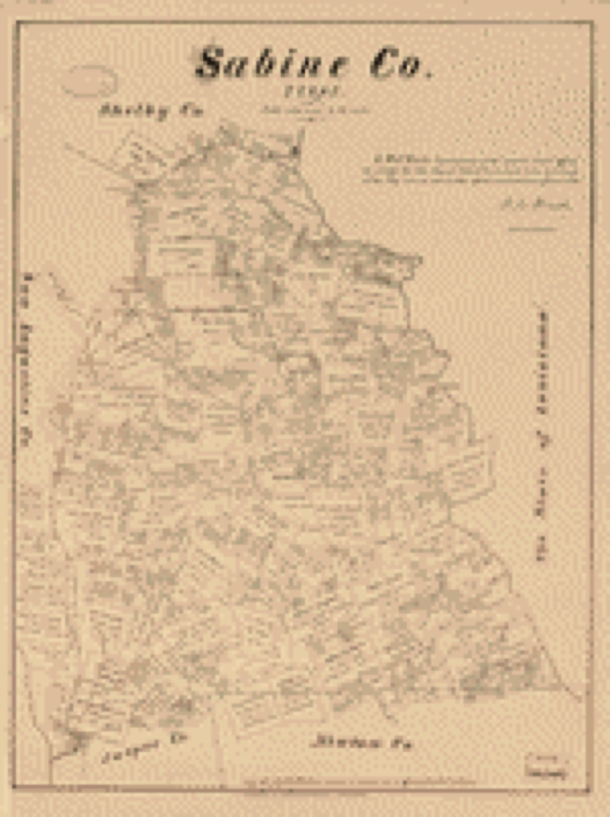 Land ownership map, 1879 - Sabine Co. Texas