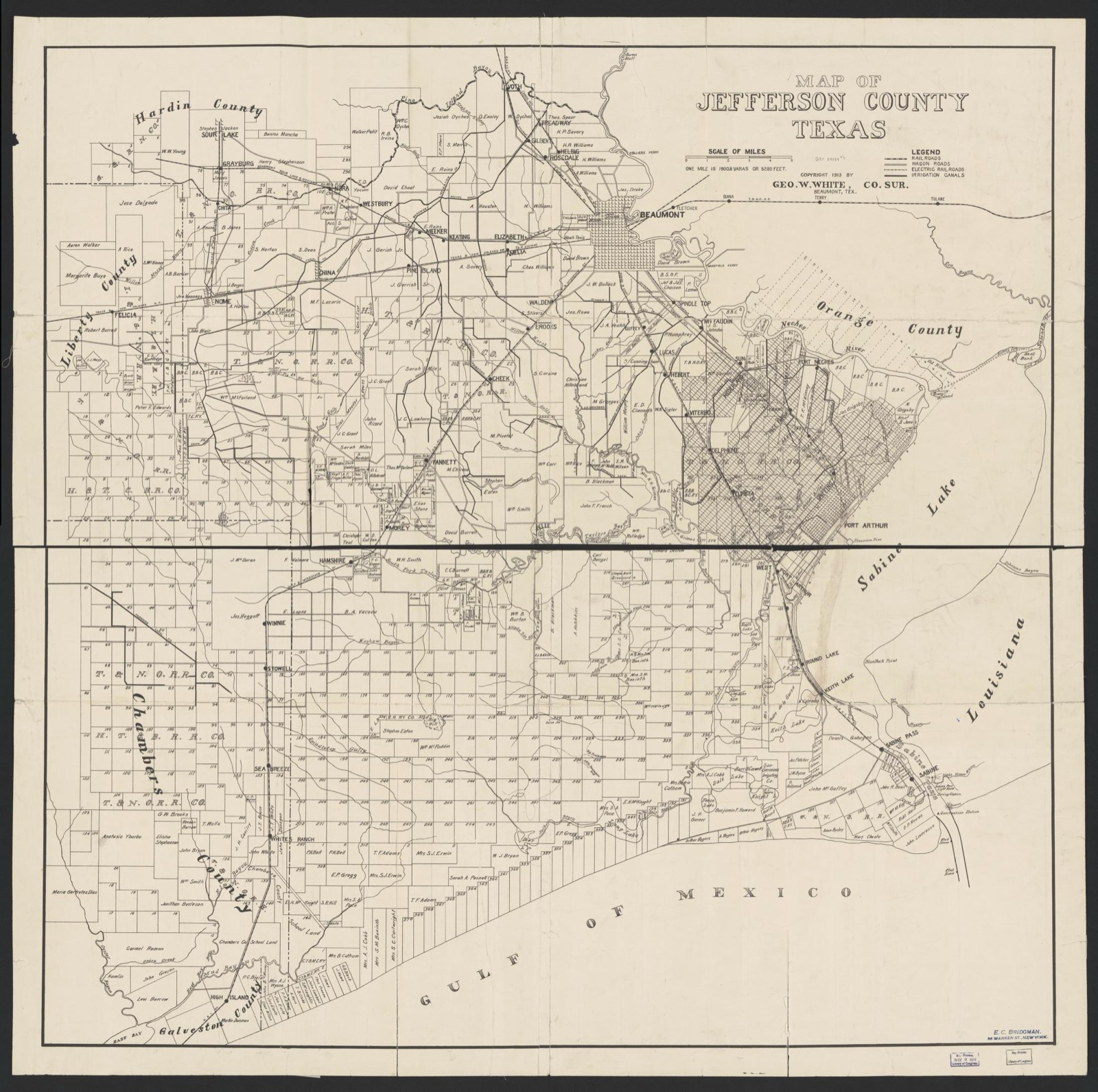 Land ownership map, 1913 - Map of Jefferson County, Texas