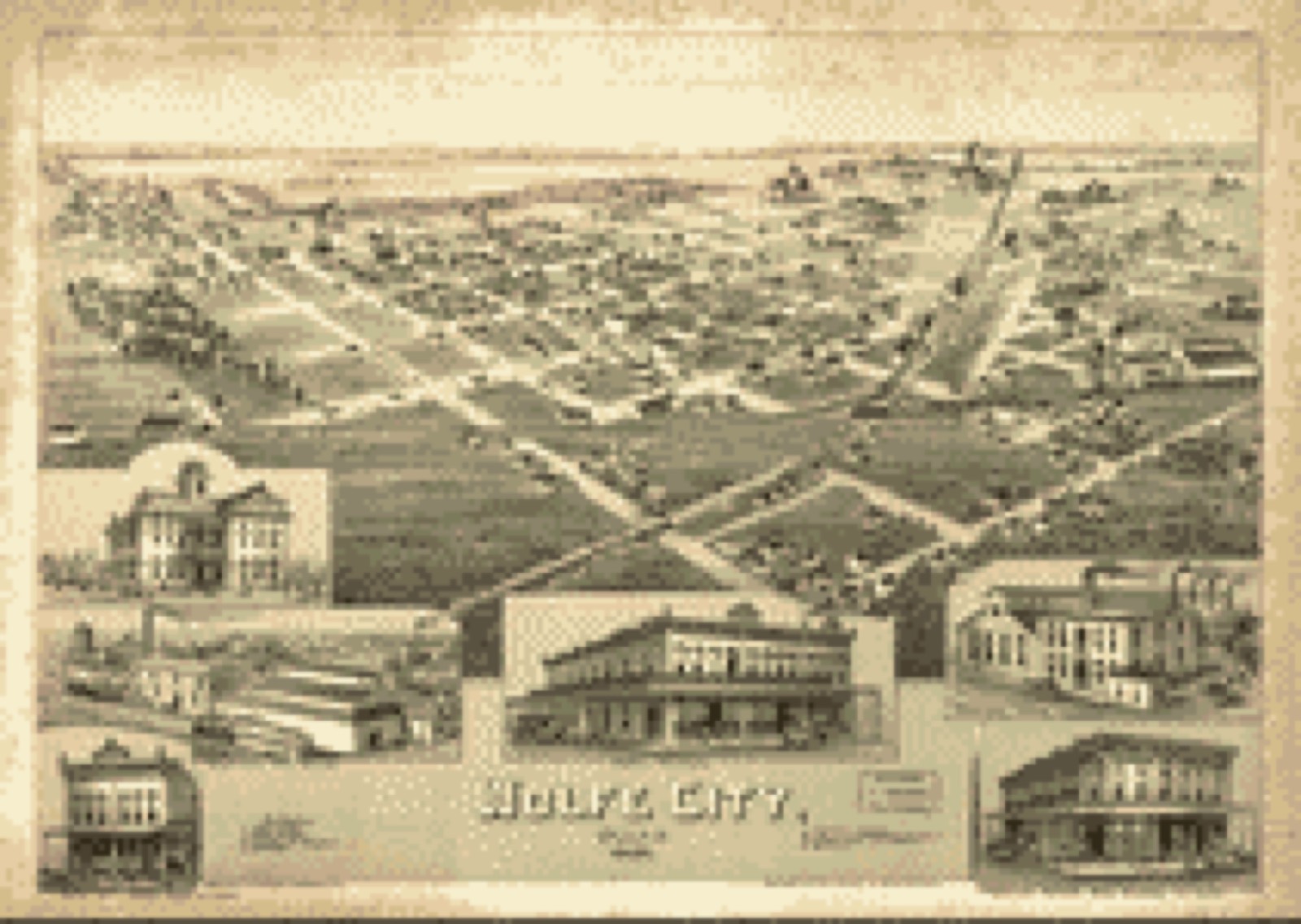 Bird's-eye view, 1891 - Wolfe City, Texas 1891